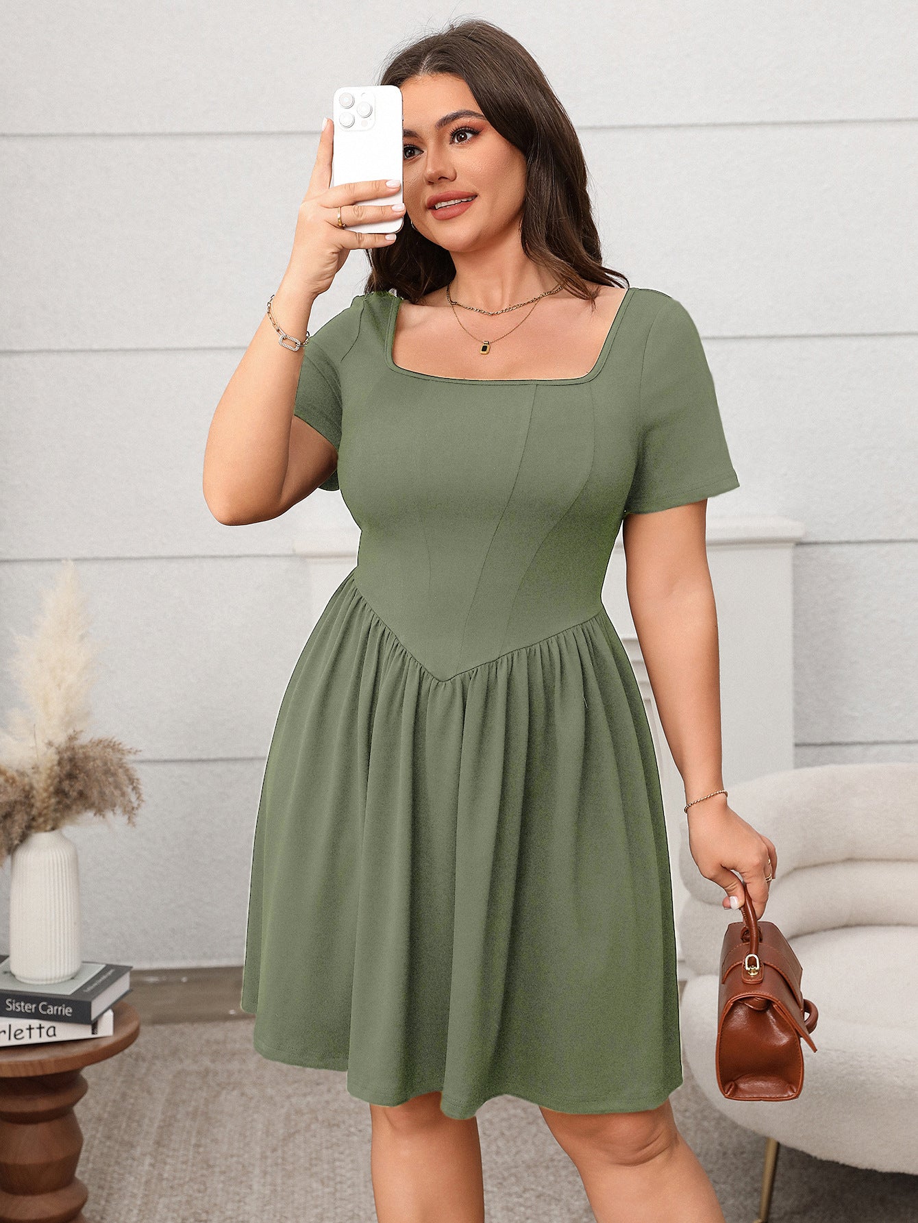 Chic Square Neck Mini Dress - Versatile Everyday Style
