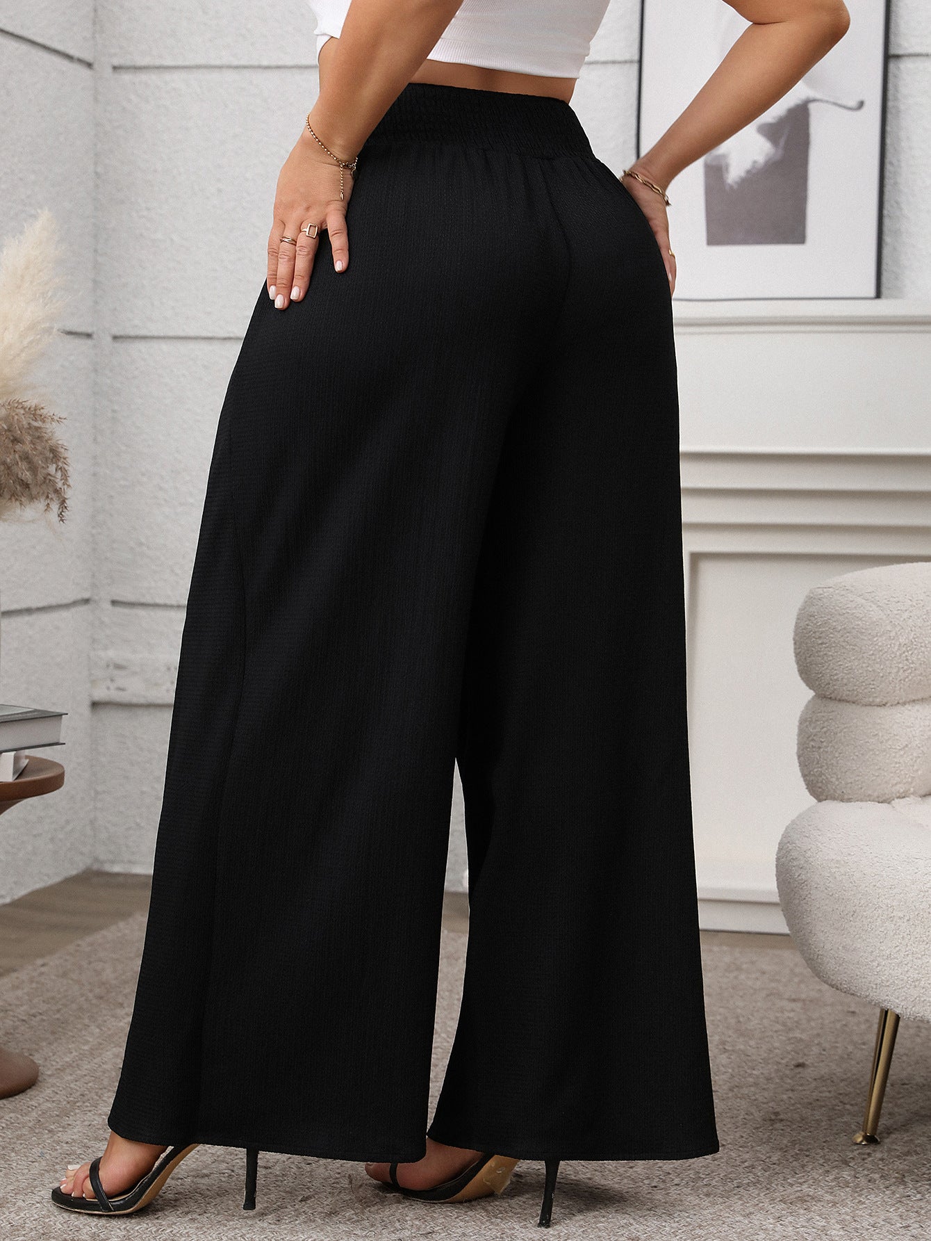 Soft & Comfortable Wide-Leg Pants with Stylish Overlay - Available in 2 Colors