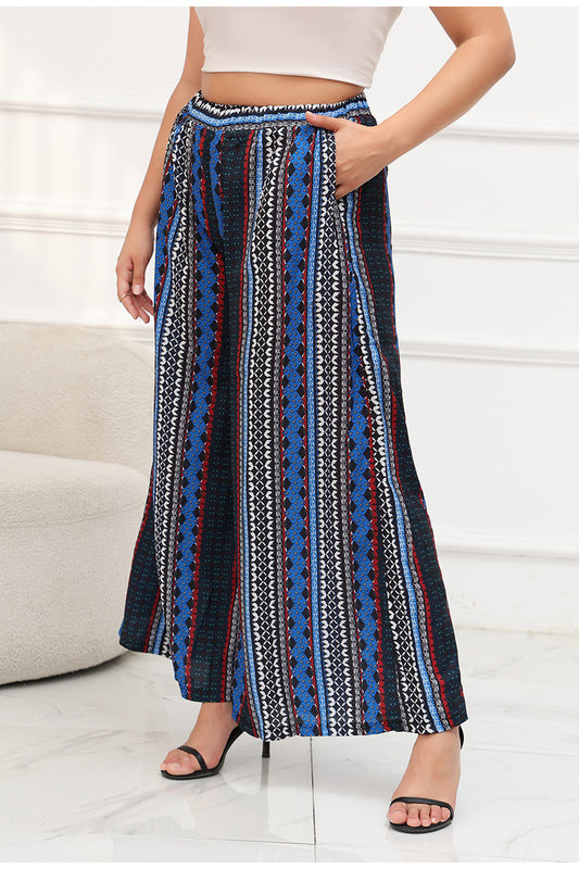 Chic Plus Size Bohemian Wide-Leg Palazzo Pants