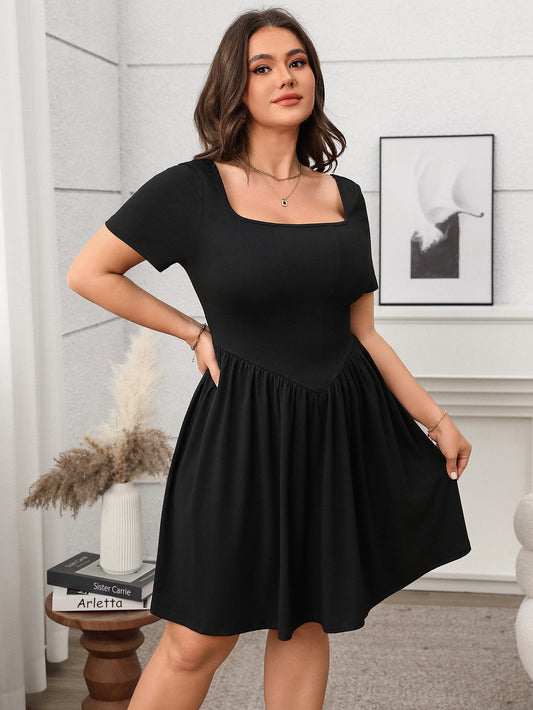 Chic Square Neck Mini Dress - Versatile Everyday Style