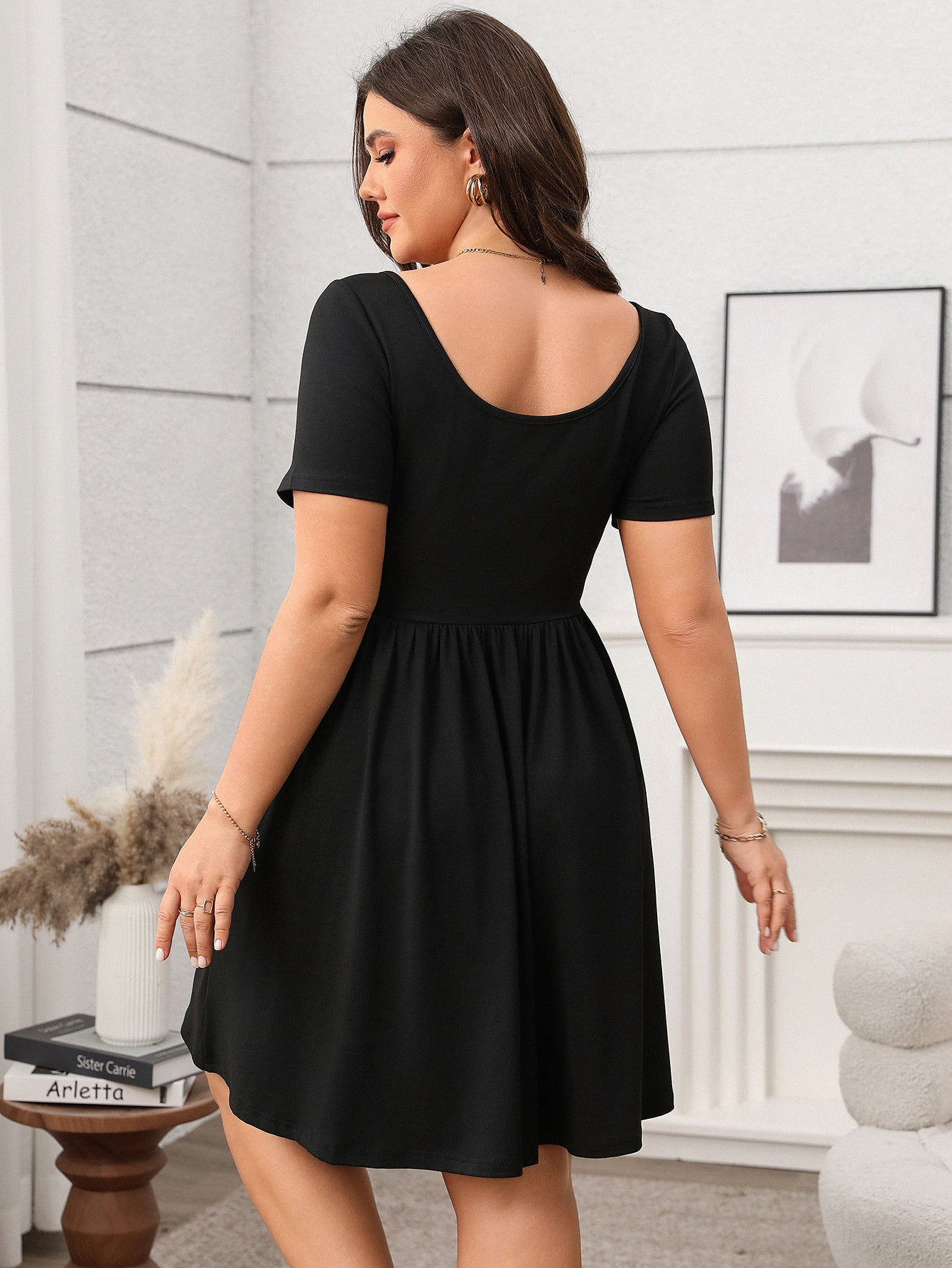 Chic Square Neck Mini Dress - Versatile Everyday Style