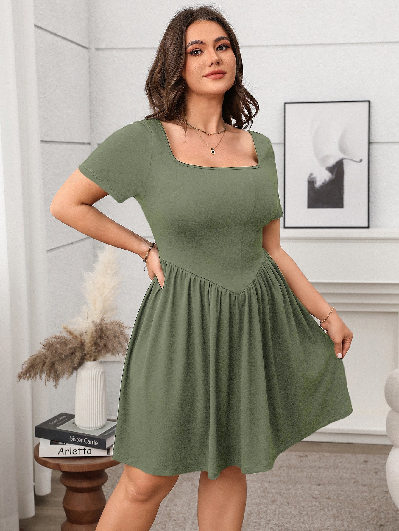 Chic Square Neck Mini Dress - Versatile Everyday Style