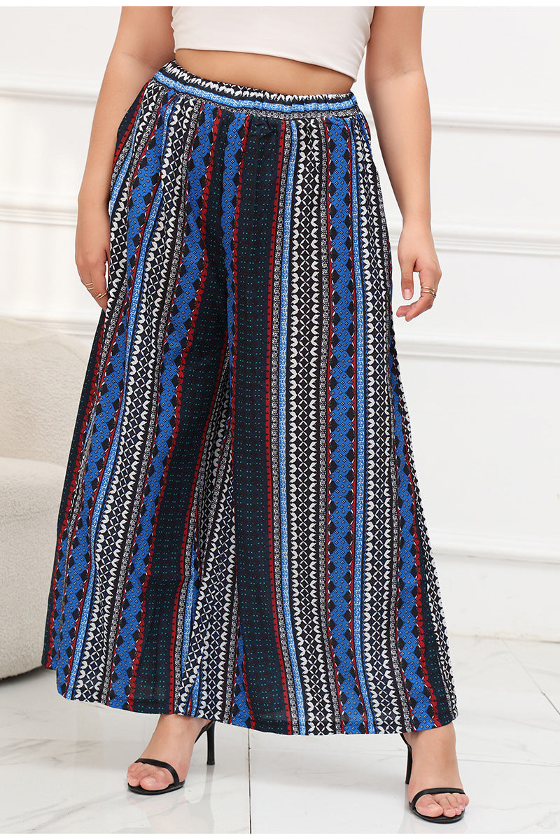 Chic Plus Size Bohemian Wide-Leg Palazzo Pants