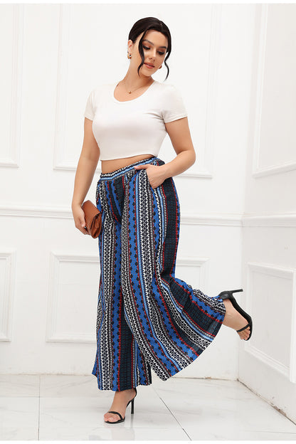 Chic Plus Size Bohemian Wide-Leg Palazzo Pants