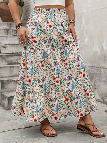 Breathable Floral Print Tiered Maxi Skirt - Effortless Summer Style