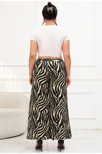 Stylish Plus Size Zebra Print Wide-Leg Palazzo Pants