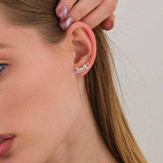 Personalised Women’s Earrings – name earrings-18K Gold, Silver, or Rose Gold – Timeless Elegance with a Personal Touch