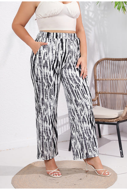 Trendy Plus Size Tie-Dye Print Wide-Leg Palazzo Pants