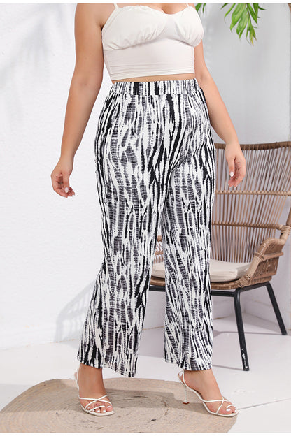Trendy Plus Size Tie-Dye Print Wide-Leg Palazzo Pants