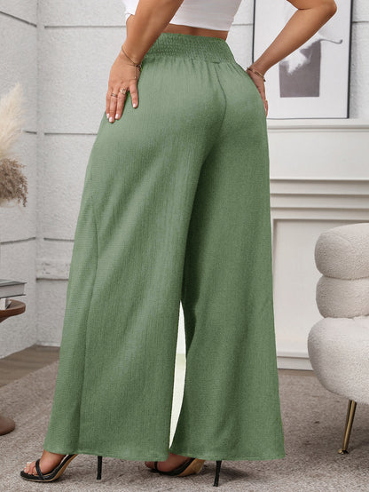 Soft & Comfortable Wide-Leg Pants with Stylish Overlay - Available in 2 Colors