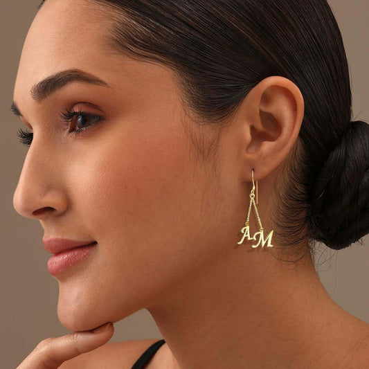 Initial Women’s Earrings – 18K Gold, Silver, or Rose Gold – Elegant, Personalised Style