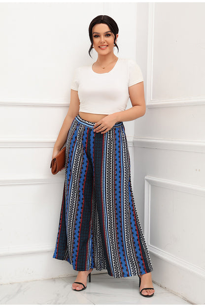 Chic Plus Size Bohemian Wide-Leg Palazzo Pants